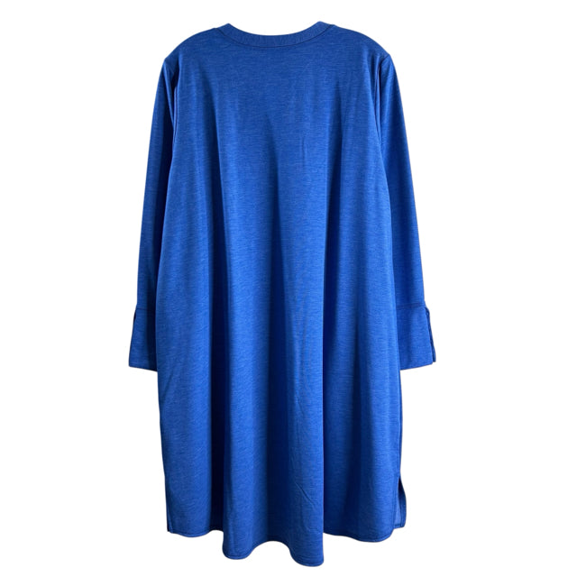 LOGO Size XL PETITE Blue Long Sleeve Duster Polyester Blend TOP