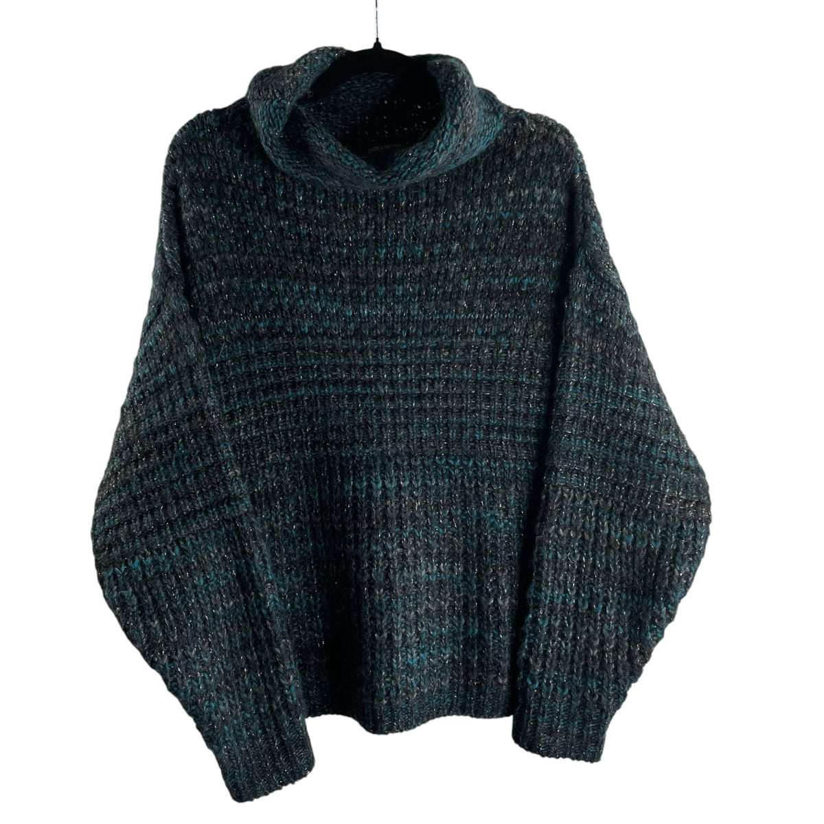ZADIG & VOLTAIRE Size MED Green/Gray Tweed Long Sleeve Bulky Knit SWEATER
