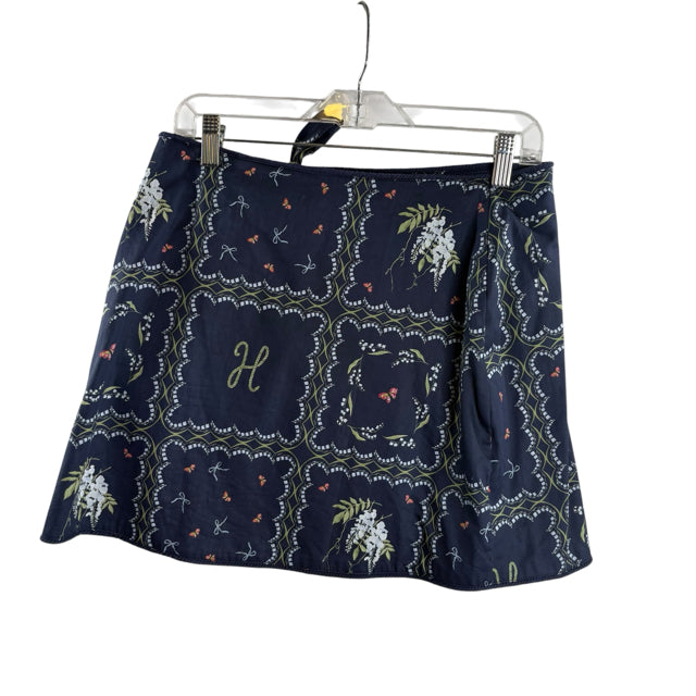 HILL HOUSE Size MED Navy/Multi Floral Wrap SKIRT