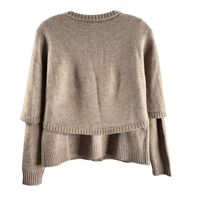 ANN TAYLOR Size PETITE MEDIUM Beige Long Sleeve Button Front SWEATER