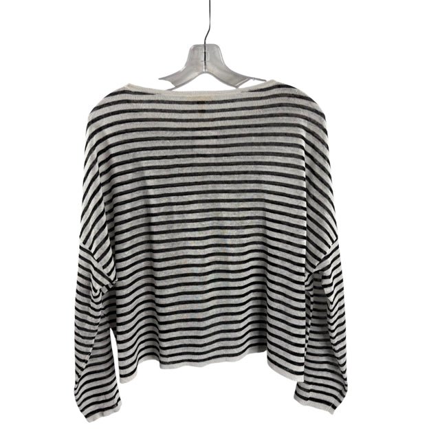 EILEEN FISHER Size SMALL B/W Stripe Long Sleeve SWEATER