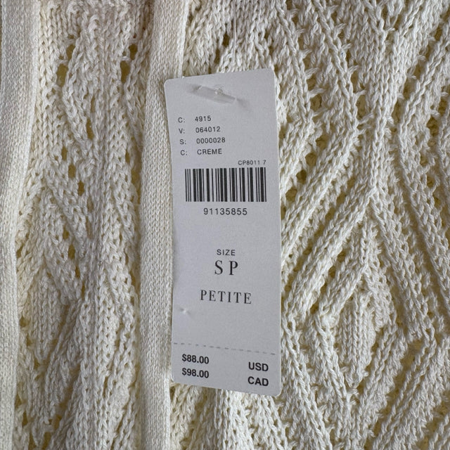 ANTHROPOLOGIE Size PETITE SMALL Cream Drawstring Wide Leg Cotton Knit NWT PANTS
