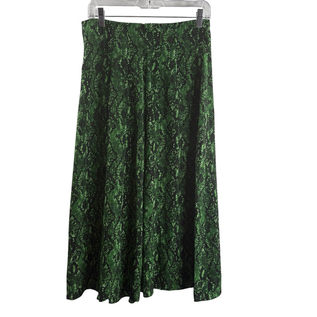 VERONICA BEARD Size 6 Green/Black Snake Look Midi Silk SKIRT