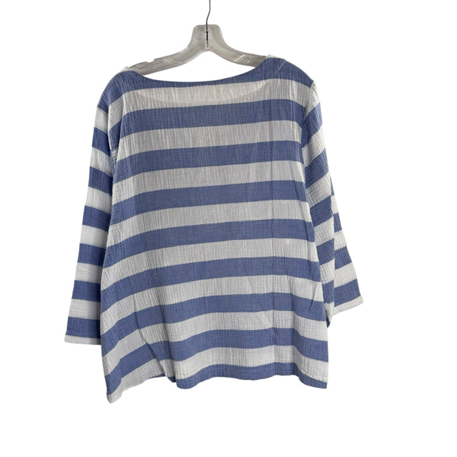 HABITAT Size X-LARGE Blue/White Stripe 3/4 Sleeve TOP