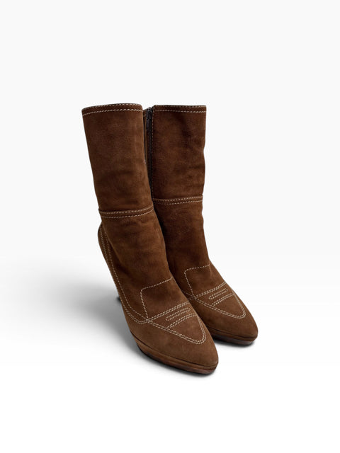 CASADEI Size 7 Brown Ankle Suede BOOT