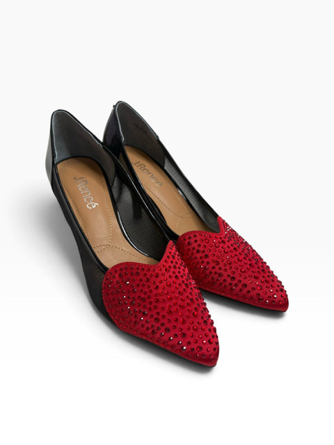 J RENEE Size 7 1/2 Red/Black Evening SHOE