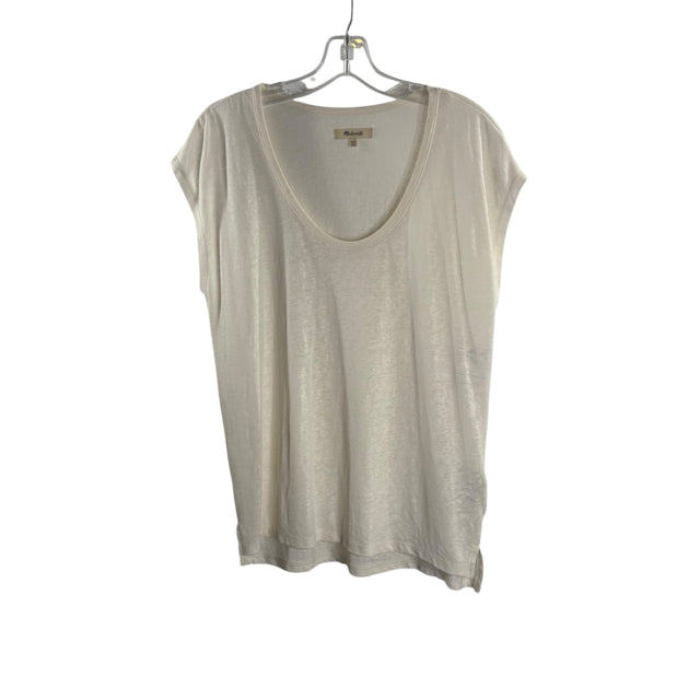 MADEWELL Size XX-SMALL Cream Short Sleeve Tee Linen Blend TOP