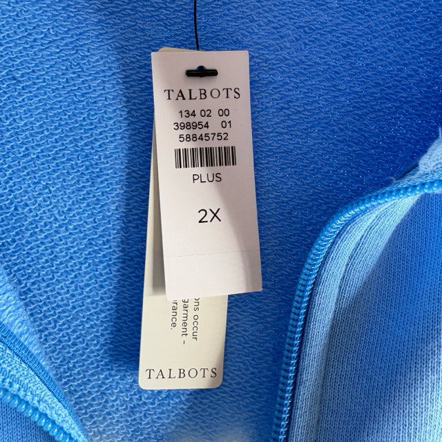 TALBOTS Size 2X Blue Tie Dye Long Sleeve Sweatshirt NWT TOP
