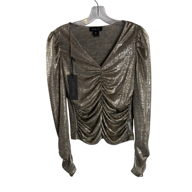 RACHEL ZOE Size MED Gold Long Sleeve Ruched Front TOP