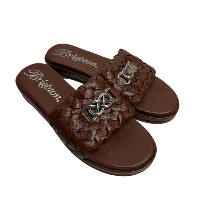 BRIGHTON Size 9 Brown Slide Sandals Leather NWOT SHOE