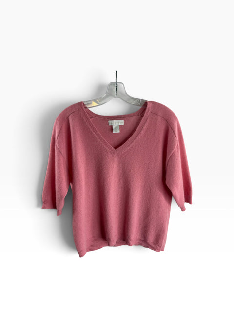 HOUSE OF HARLOW Size MED Pink Short Sleeve Cashmere SWEATER