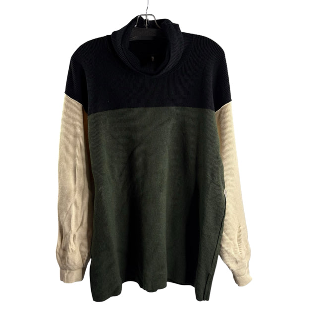 FREE PEOPLE Size X-LARGE Black/Cream/Green Colorblock Long Sleeve NWT SWEATER