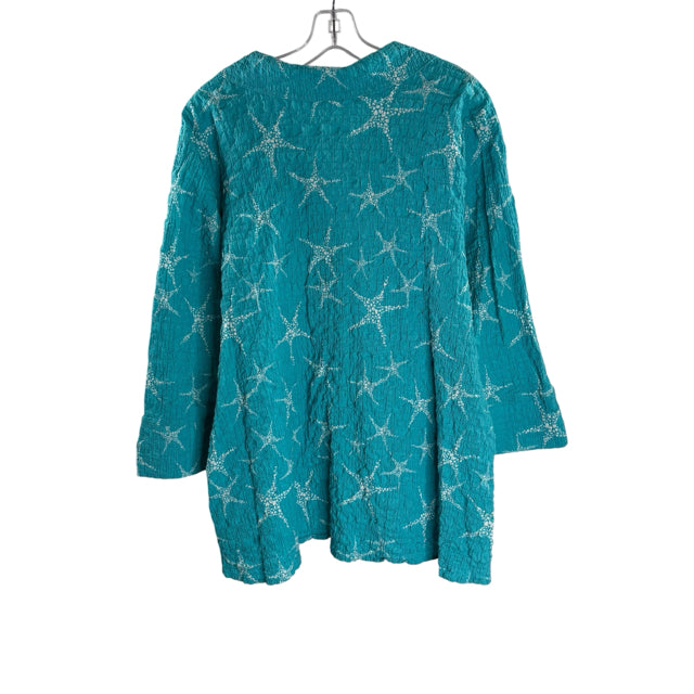 HABITAT Size X-LARGE Turquoise Starfish Long Sleeve BLOUSE