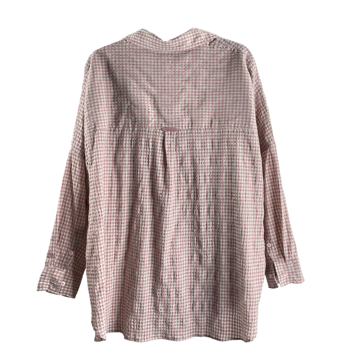 INTIMATELY FREE PEOPLE Size SMALL Pink/Cream GINGHAM NIGHTSHRT