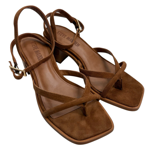 STEVE MADDEN Size 7 Brown Stacked Heel Suede SHOE