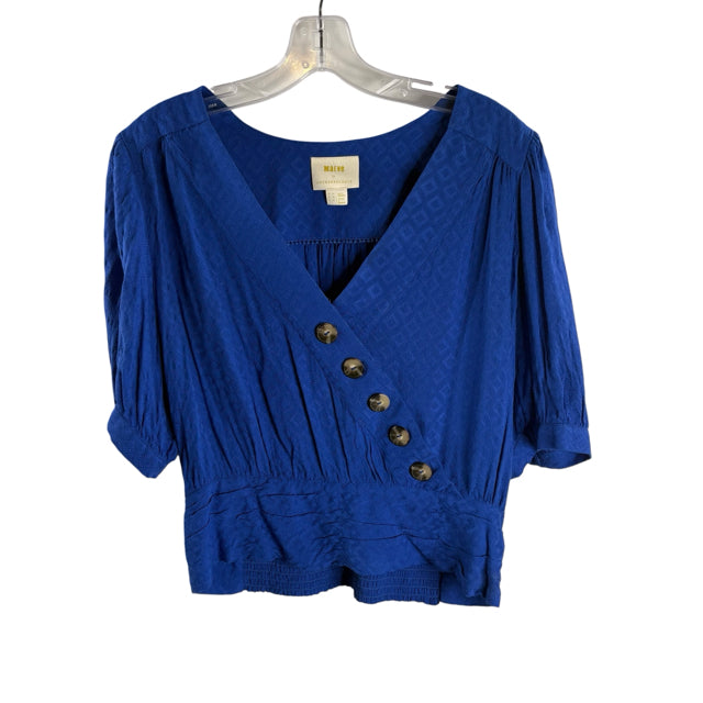 MAEVE Size 10 Royal Blue Elbow Sleeve V-Neck TOP