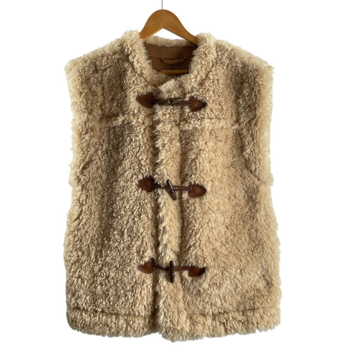 FREE PEOPLE Size X-SMALL Cream/Brown Curly Fur Faux Fur VEST (OUTER)