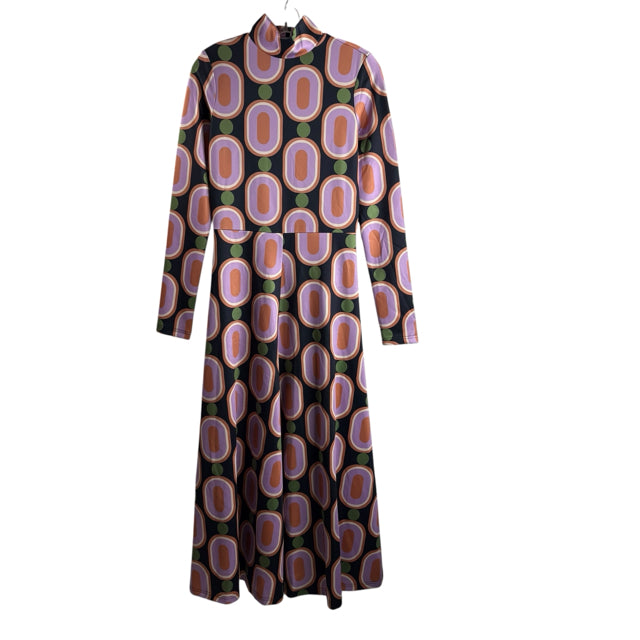 ELIZABETH JAMES Size MEDIUM Lavender/Multi Print Long Sleeve Polyester NWT DRESS