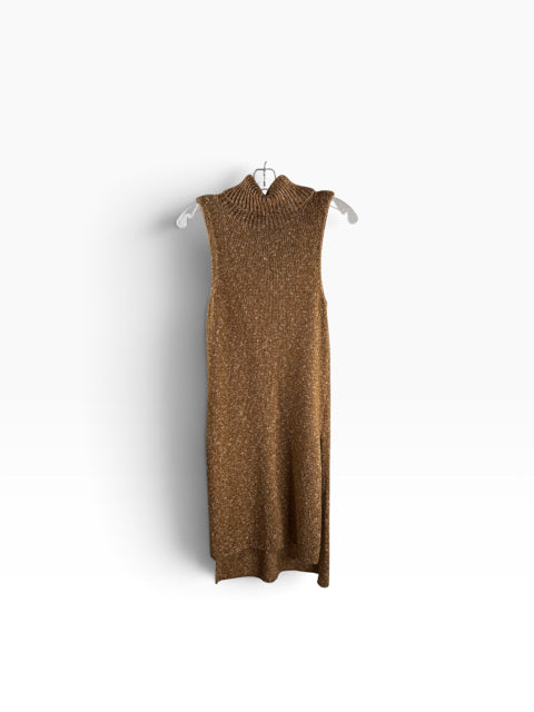 ANTHROPOLOGIE Size MED Brown/White Tweed Sleeveless Sweaterknit DRESS