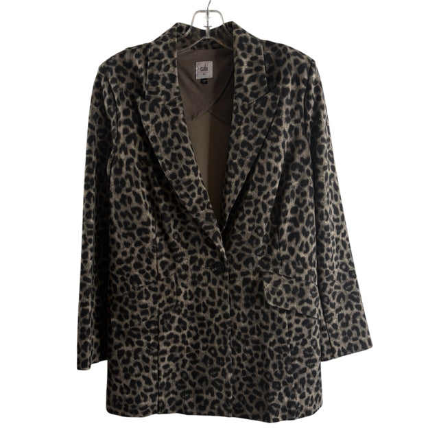 CABI Size 10 Gray/Black Animal Long Sleeve Rayon Blend BLAZ / JKT