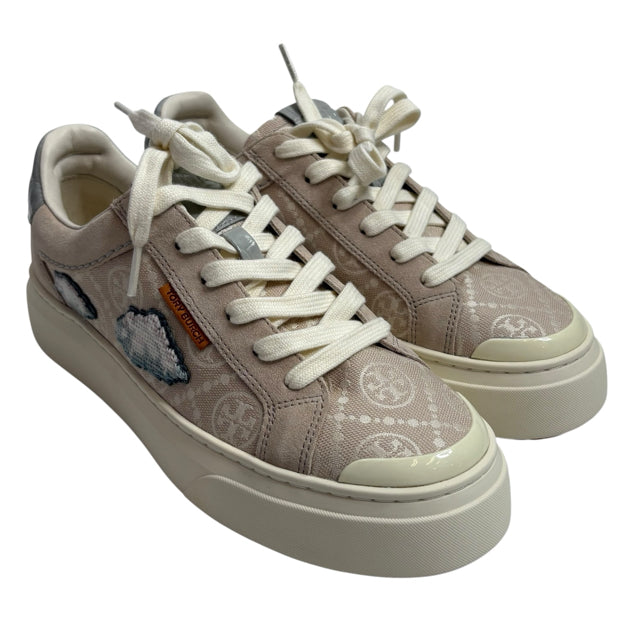 TORY BURCH Size 8 1/2 Beige Sneaker Monogram SHOE
