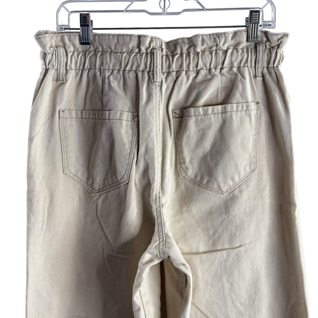 KENSIE Size 6 Cream Drawstring Cotton JEANS