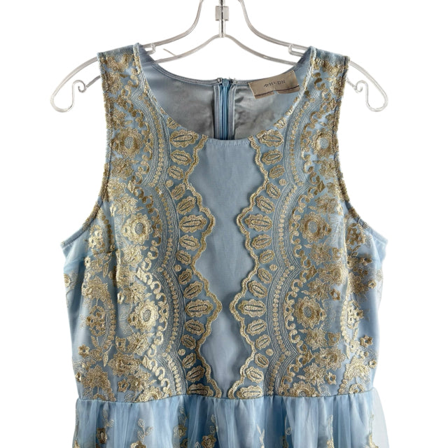 BHLDN by ANTHRO Size 10 Ice Blue Embellished Sleeveless Polyester DRESS