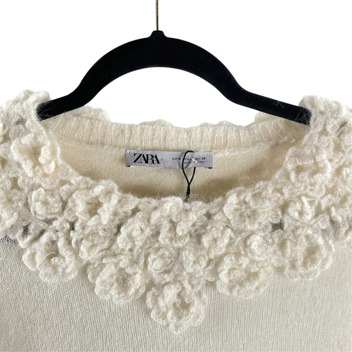 ZARA Size MED Cream Long Sleeve Alpaca Blend NWT SWEATER