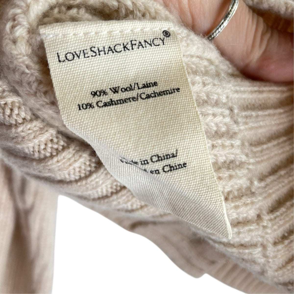 LOVE SHACK FANCY Size MED Beige Long Sleeve Button Front SWEATER