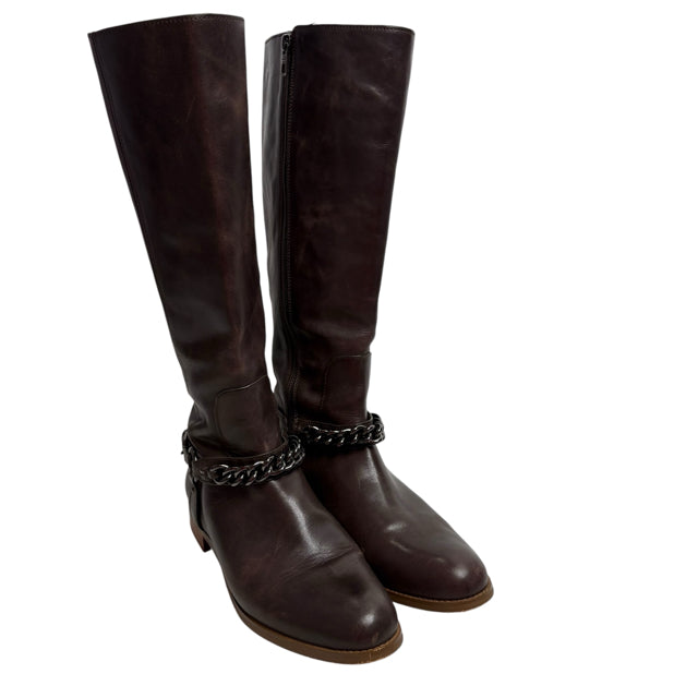 COACH Size 9 Dark Brown Knee High Leather BOOT
