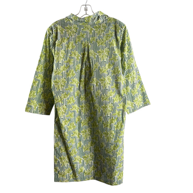 HOLLY SHAE Size X-SMALL/MEDIUM Green Floral/Stripe 3/4 Sleeve Cotton NWT DRESS