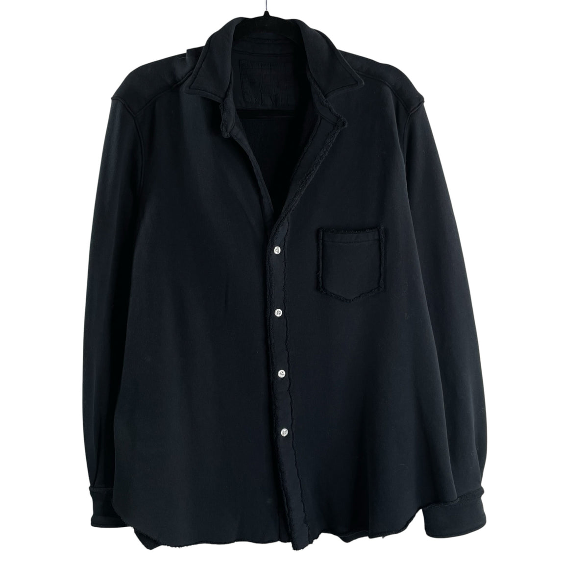 FRANK & EILEEN Size M/L Black Long Sleeve Button Front French Terry TOP