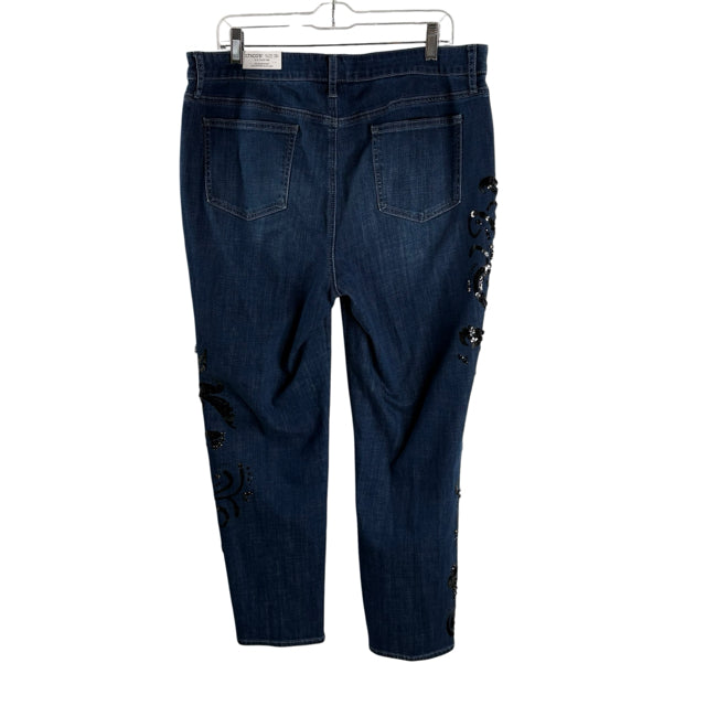 CHICOS Size 16 Blue Embellished NWT JEANS