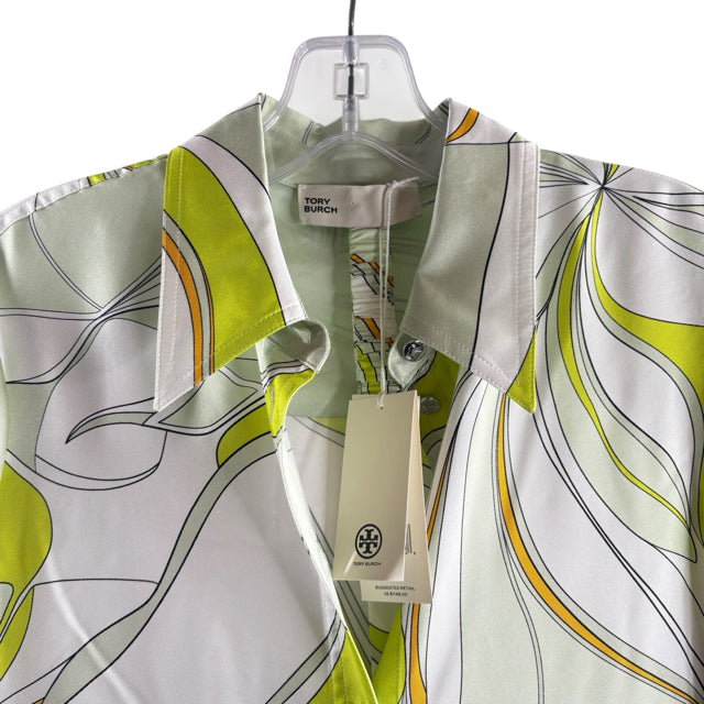 TORY BURCH Size 2 Green/Multi Print Long Sleeve Silk NWT DRESS