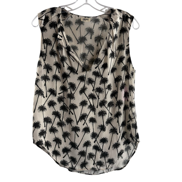 L'AGENCE Size X-SMALL Cream/Black Palm Trees Sleeveless V-Neck Polyester TOP