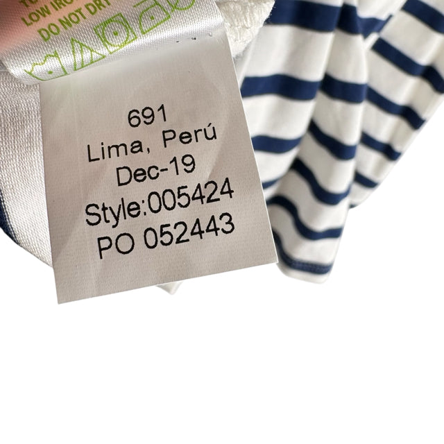 LILLY PULITZER Size SMALL White/Navy Stripe Short Sleeve Tee Pima Cotton TOP