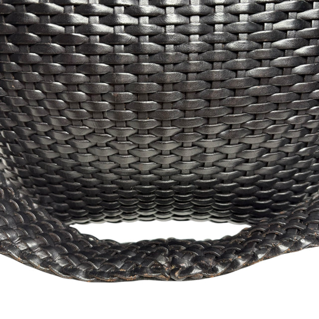 GUCCI Black Leather Weave PURSE