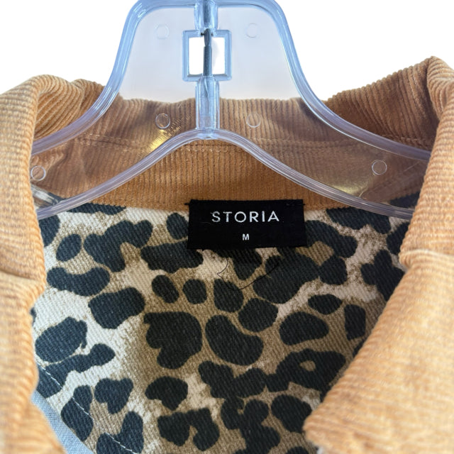 STORIA Size MEDIUM Tan/Black Animal Denim JACKET