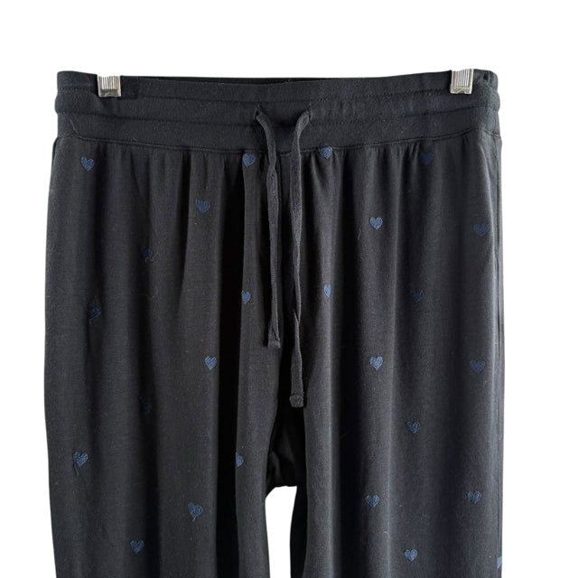 SPLENDID Size SMALL Black Hearts Joggers PANTS