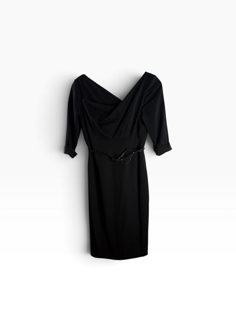 BLACK HALO Size 10 Black 3/4 Sleeve DRESS