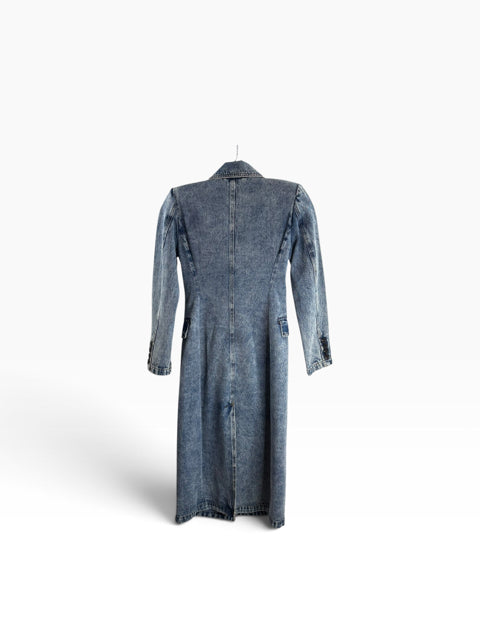 AVEC LES FILLES Size X-SMALL Denim Blue Button Details Denim COAT