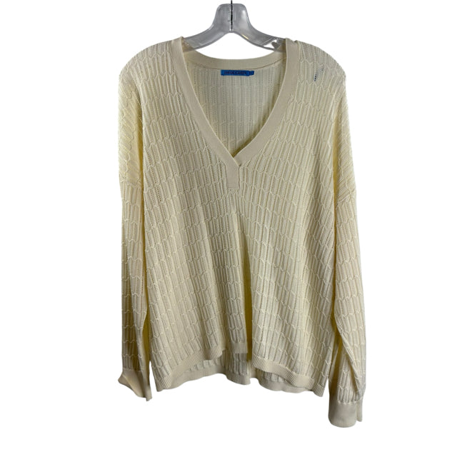 J MCLAUGHLIN Size LARGE Cream Long Sleeve V-Neck SWEATER