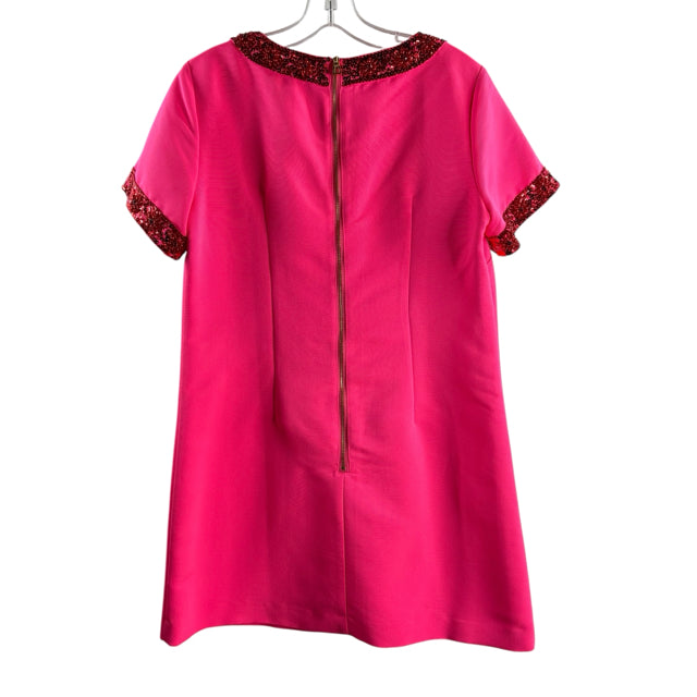 STS Size MEDIUM Hot Pink Sequin Short Sleeve Polyester NWOT DRESS