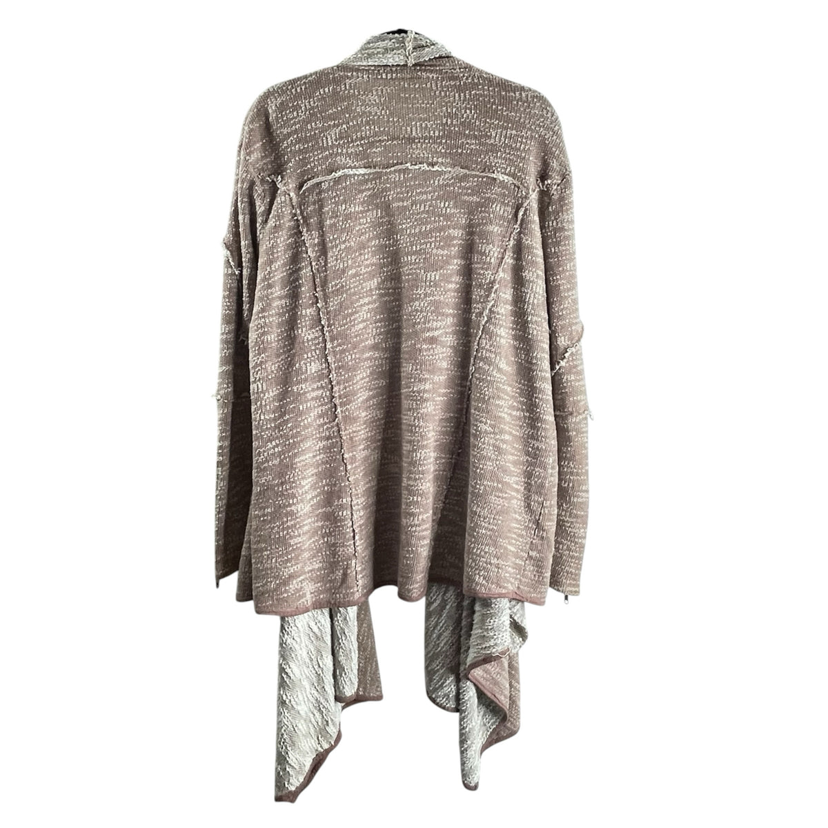 FREE PEOPLE Size MED Brown/Cream Long Sleeve Open Front SWEATER