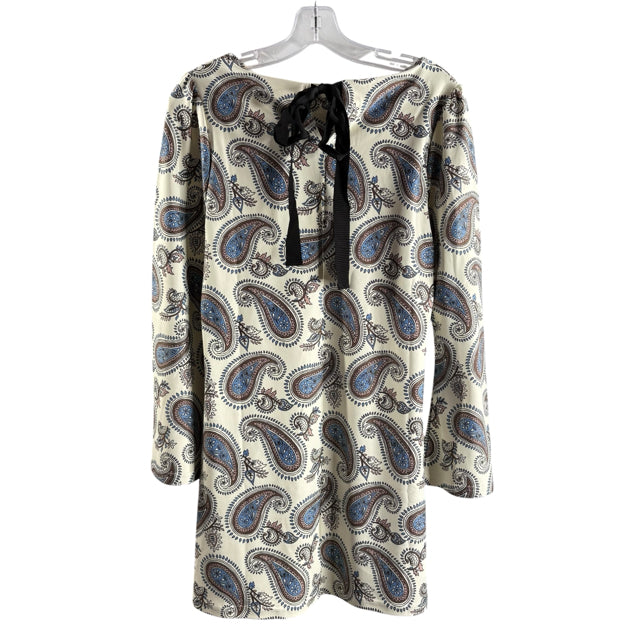 SMITH & QUINN Size MEDIUM Cream/Blue Print 3/4 Sleeve Polyester Blend NWT DRESS