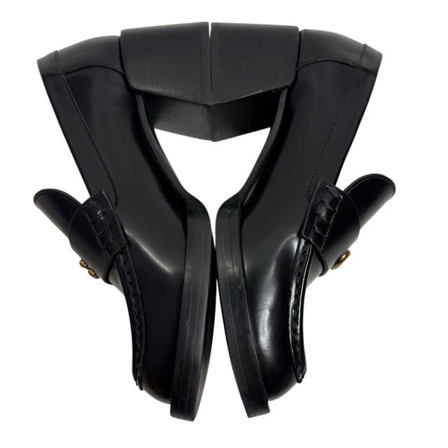 COACH Size 5 1/2 Black High Loafer Leather SHOE