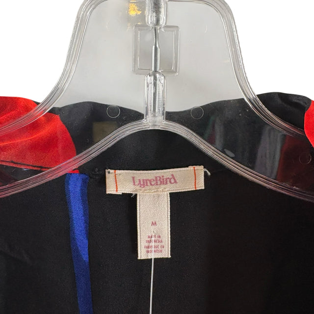 LYREBIRD Size MEDIUM Black/Red Cherries Long Sleeve Button Front Viscose BLOUSE