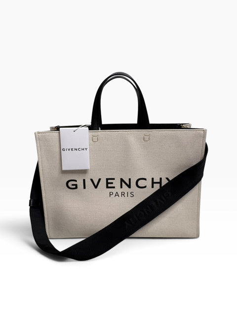 GIVENCHY Cream/Black Logo Canvas Like New! TOTE