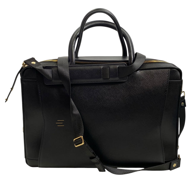 LA MANSIO Black Gold Hardware Saffiano Leather Briefcase NWOT TRAVEL