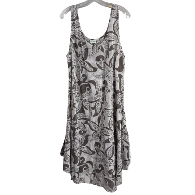 SUN MODA Size X-LARGE Tan/Brown Print Sleeveless DRESS